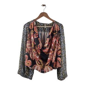 Women's Free People Aleena Top Bell Sleeves Duo Print Size XS